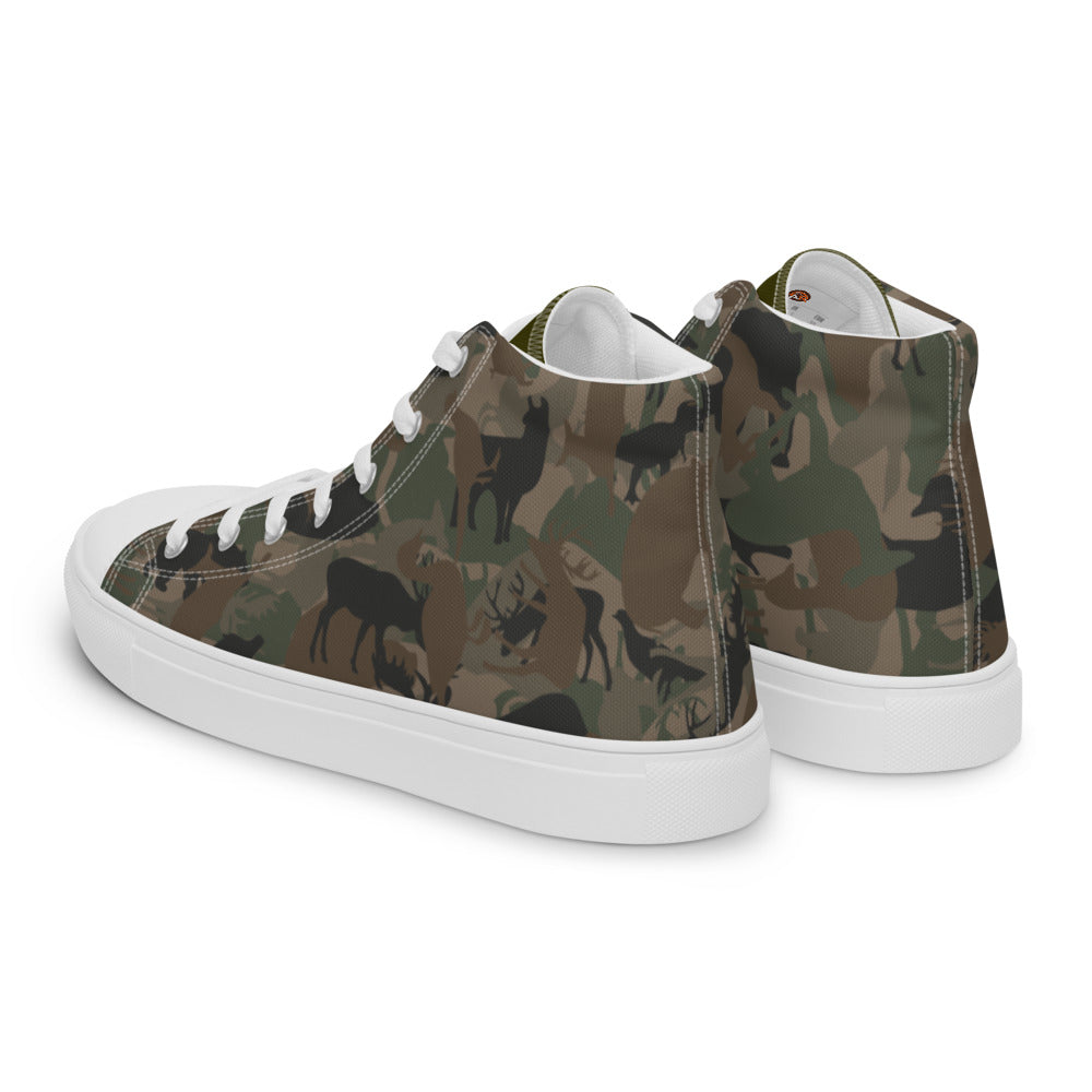 Men’s high top canvas animal camo shoes